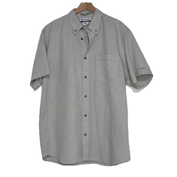 Preppy Columbia Mens L Shirt Short Sleeve Button Up Gray Plaid Modal/Poly Preppy - Picture 1 of 7